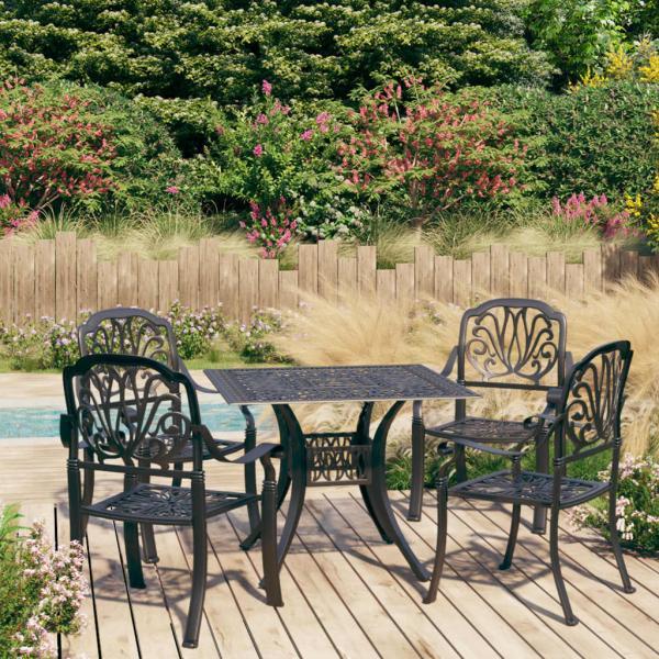 vidaXL 5-tlg. Bistro-Set Aluminiumguss Schwarz 3070605