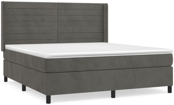 vidaXL Boxspringbett mit Matratze Dunkelgrau 180x200 cm Samt 3132754