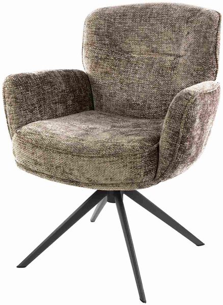 Armstuhl Azora 2er-Set mit Drehfunktion mit Chenille-Bezug, Taupe