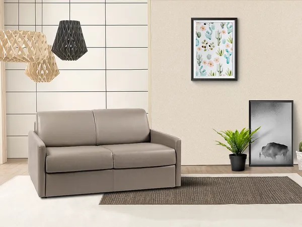Schlafsofa 2-Sitzer CALIFE - Taupe - Liegefläche: 120 cm - Matratzenhöhe: 18 cm