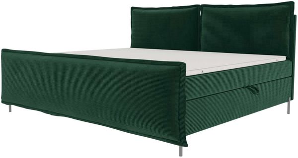 Boxspringbett Elysio Familienbett - Cordstoff - dunkelgrün - 220x200 cm