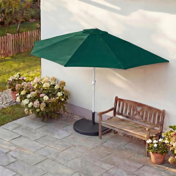 Sonnenschirm halbrund Parla, Halbschirm Balkonschirm, UV 50+ Polyester/Alu 3kg ~ 270cm grün mit Ständer