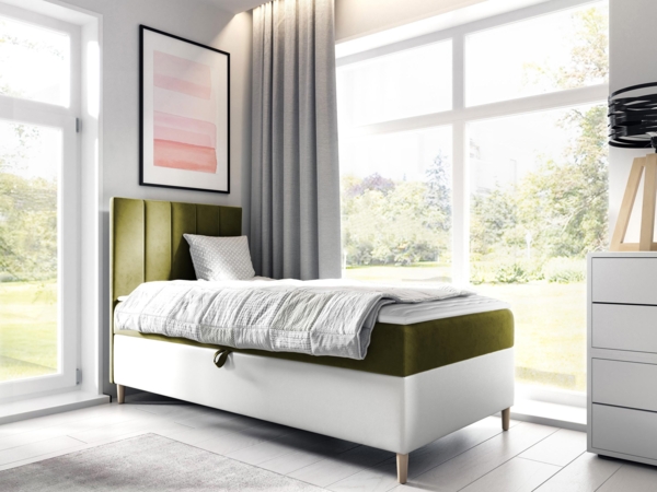 Boxspringbett Chapeni 'Junior 1' grün 80x200 cm Links Bild 2