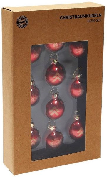 FC Bayern München Weihnachtsbaumkugel Weihnachtskugeln / Christbaumkugeln 10er Set Glas, Metall