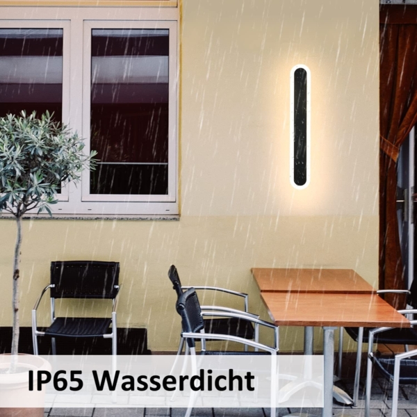 ZMH LED Wandleuchte Aussen Wandlampe: 50cm Villa Außenwandleuchte Schwarz Lang Außenlampe IP65 Wasserdicht Modern Außenleuchte10W Wandbeleuchtung für Flur Bad Schlafzimmer Garten Treppenhaus Terrasse Bild 5