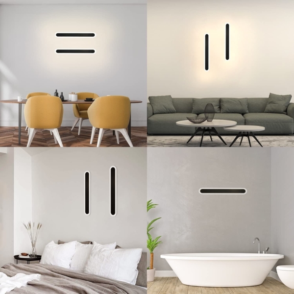 ZMH LED Wandleuchte Aussen Wandlampe: 50cm Villa Außenwandleuchte Schwarz Lang Außenlampe IP65 Wasserdicht Modern Außenleuchte10W Wandbeleuchtung für Flur Bad Schlafzimmer Garten Treppenhaus Terrasse Bild 3