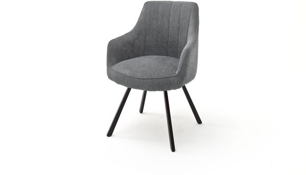 Esszimmerstuhl >Sami< (2-er Set) in Grau aus Metall - 60x87x61cm (BxHxT)
