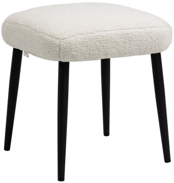 HOMCOM Fußhocker Fußstütze mit Kaschmir-Optik, Stahlbeine (Sitzhocker Quadratischer, 1 St, Schminkhocker), Cremeweiß 42 x 42 x 44 cm