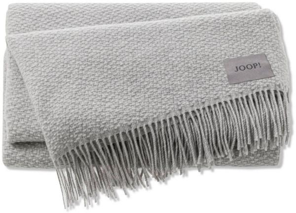 Wohndecke JOOP! Fransen-Plaid Fine-Woven perla-silber, JOOP!