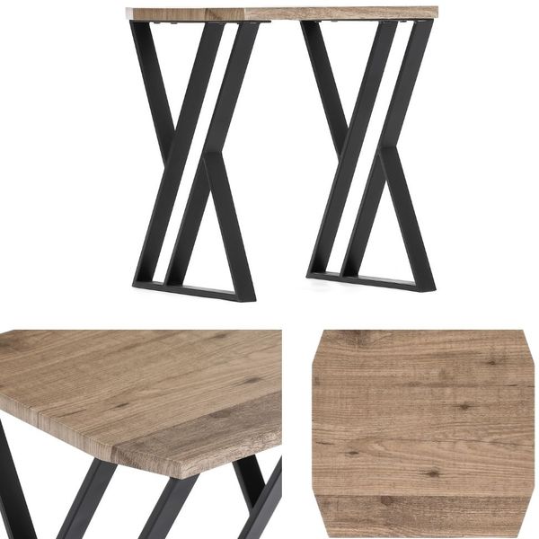 Moderner Beistelltisch TRAVERSO 40cm Industrie-Look taupe schwarz Metall