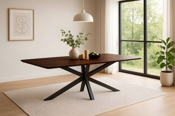 SAM® Esstisch Pietra, Akazienholz, echte Baumkante oder Schweizer Kante, Spider-Gestell