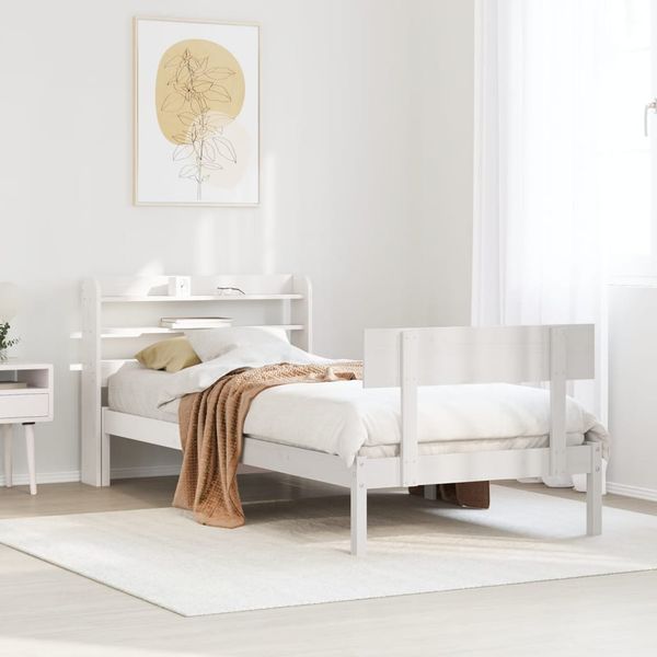 vidaXL Massivholzbett ohne Matratze Weiß 90x190 cm Kiefernholz 3306606