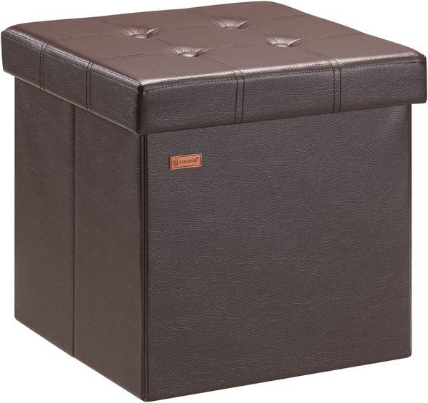 CASARIA® Faltbarer Sitzhocker mit Stauraum Kunstleder Braun