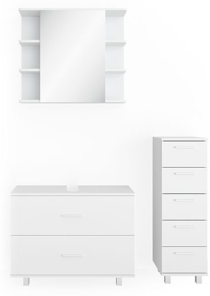 Badmöbel-Set Ilias Weiß 3 Teile, mit Unterschrank 80 cm Vicco
