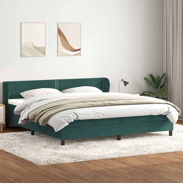 vidaXL Boxspringbett mit Matratzen Dunkelgrün 180x220 cm Samt 3317496