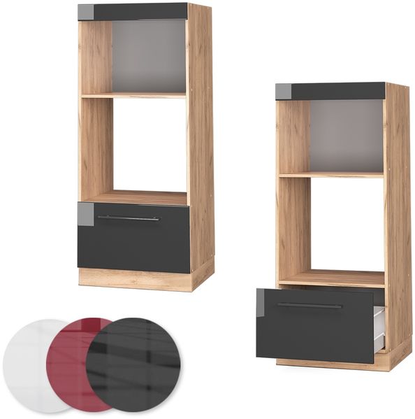 Mikrowellenschrank Fame-Line Anthrazit Hochglanz 60 cm offen Vicco Bild 5