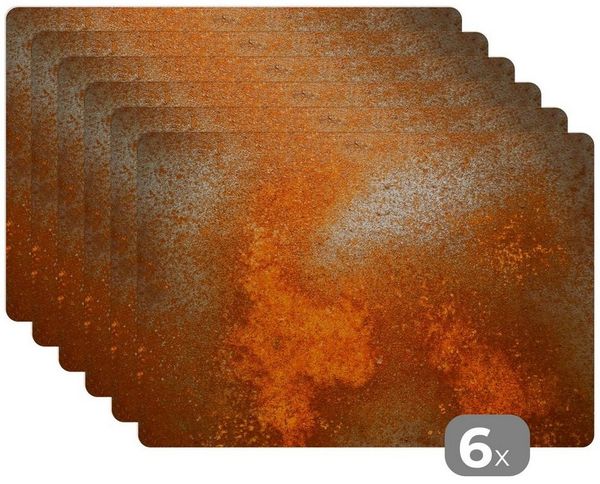 MuchoWow Platzset Metall - Rost - Orange - Vintage - Industriell, (6-St), Platzsets, Tischset, Abwaschbar, Tischsets, Platzdeckchen