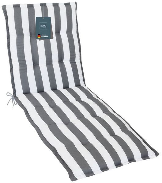 LILENO HOME Liegenauflage perfekt für Strandliege, Sonnenliege Auflage, Gartenliege Auflage, (1er Set), Polster Auflage für Rollliegen Blockstreifen Grau, Sitzpolster