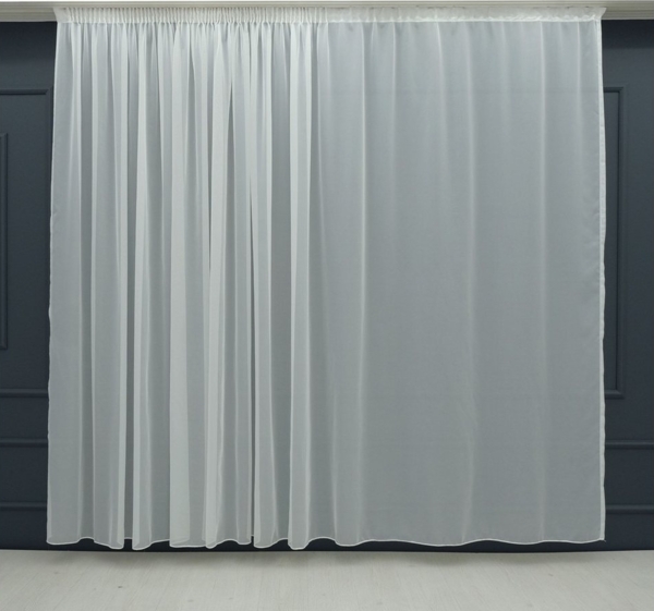 Gardinen by Justyna Gardine Gardine Voile Weiß mit Kräuselband und Bleiband (1 St), Kräuselband, halbtransparent, Fertiggardine,(Raffverhältnis 1:2),Halbtransparent,Pflegeleicht,Store Bild 2