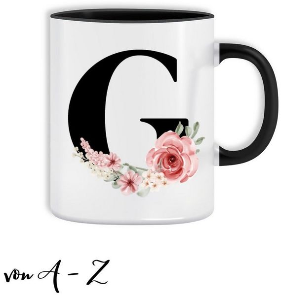 Giftandprint Tasse personalisiert mit Anfangsbuchstabe Monogramm Geburtstag Geschenk Frau, Geschenke für Frauen, Spülmaschinengeeignet, Mit Geschenkbox