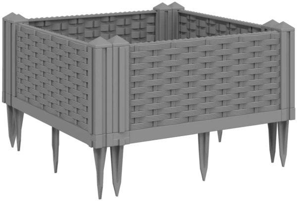vidaXL Pflanzkasten mit Erdspießen Hellgrau 42,5x42,5x28,5 cm PP 368003