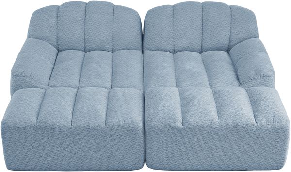 2-Sitzer modulares Sofa H 79 x T 210 x B 165 cm aus Granuliertem Fleece in Blau, rahmenlos mit 2 Ottomane Bild 4