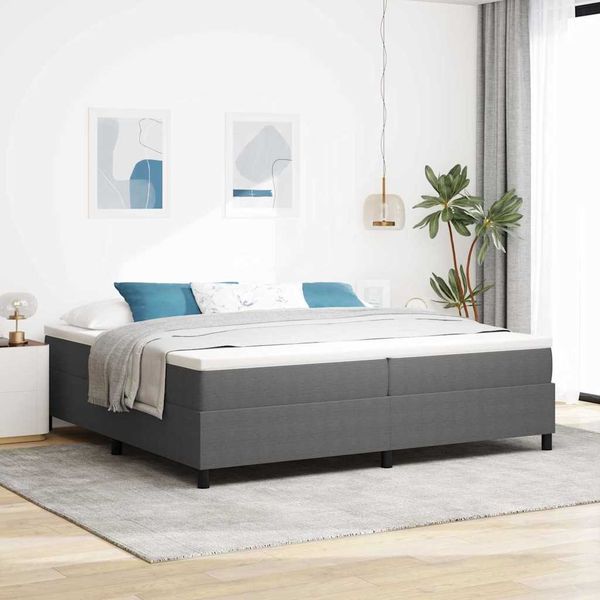 vidaXL Boxspringbett Hellgrau und Weiß 200 x 200 cm Cordstoff 3337482