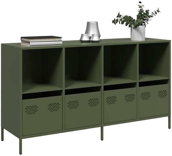vidaXL Sideboard Olivgrün 135x39x73,5 cm Kaltgewalzter Stahl 3307165