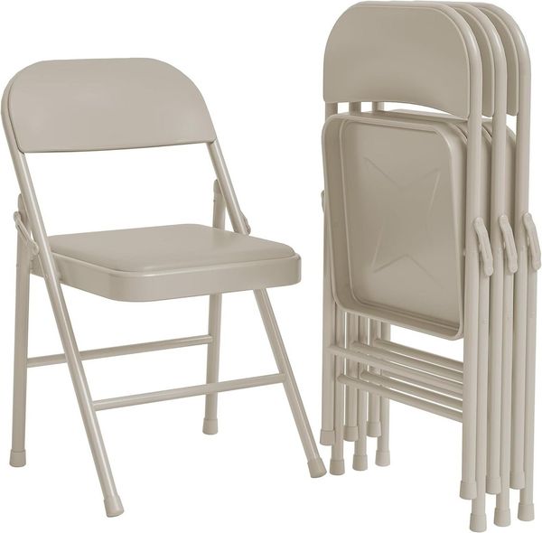 GarveeMore Klappstuhl tragbar PU-gepolstert,Metallgestell,belastbar bis 159 kg (4 St), geeignet für Esszimmer, Wohnzimmer, Büro und Camping