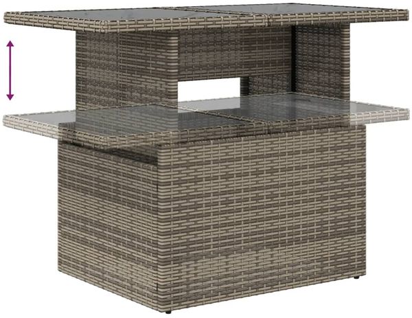 vidaXL 11-tlg. Garten-Sofagarnitur mit Kissen Grau Poly Rattan 3268150 Bild 6