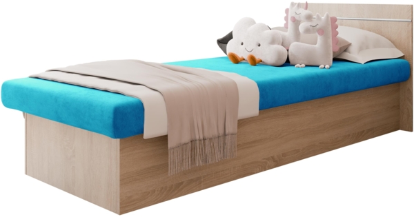Kinderbett Berta Bis, Blau, Sonoma Eiche