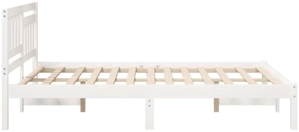 vidaXL Bettrahmen mit Kopfteil Weiß 120 x 200 cm Massives Kiefernholz 872234 Bild 5