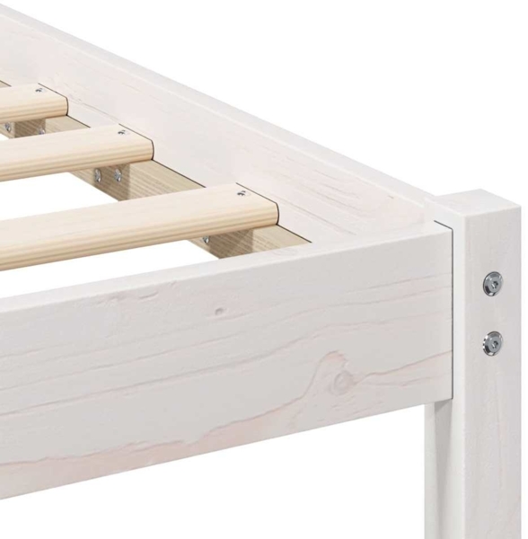 vidaXL Bettrahmen mit Kopfteil Weiß 120 x 200 cm Massives Kiefernholz 872234 Bild 7