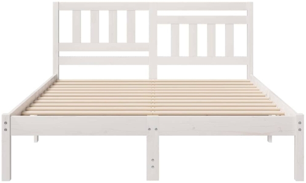 vidaXL Bettrahmen mit Kopfteil Weiß 120 x 200 cm Massives Kiefernholz 872234 Bild 4