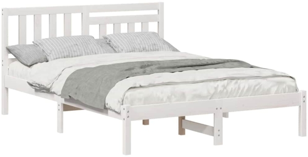 vidaXL Bettrahmen mit Kopfteil Weiß 120 x 200 cm Massives Kiefernholz 872234 Bild 2