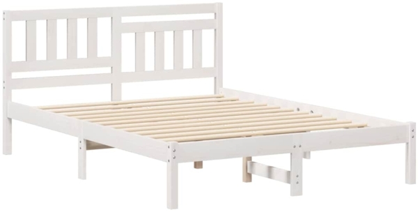 vidaXL Bettrahmen mit Kopfteil Weiß 120 x 200 cm Massives Kiefernholz 872234 Bild 1