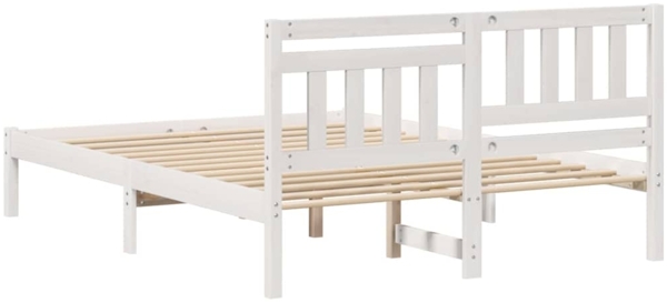 vidaXL Bettrahmen mit Kopfteil Weiß 120 x 200 cm Massives Kiefernholz 872234 Bild 6