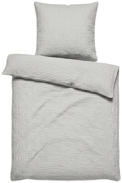 Premium Musselin-Bettwäsche aus 100% Baumwolle, mit praktischem Knopfverschluss - Grau 135x200 cm + 80x80 cm