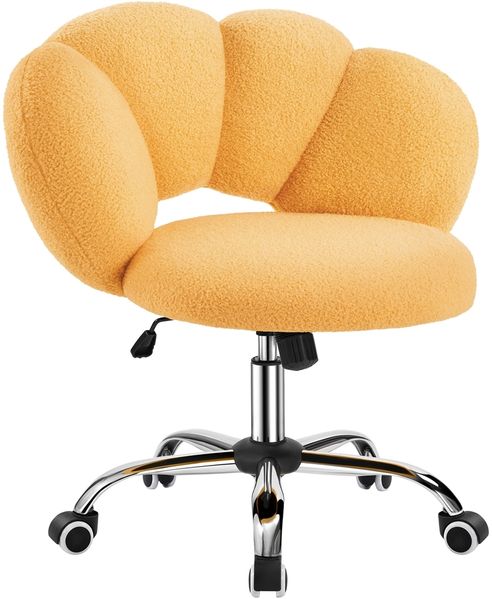 Yaheetech Drehstuhl mit Schaukelfunktion, Höhenverstellbar (45,5 - 56 cm), Bouclé-Gewebe, Gelb