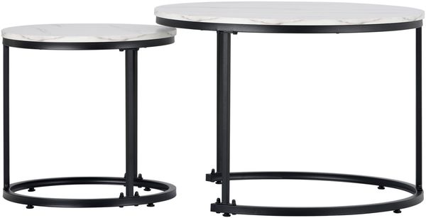 Couchtisch-Set 50x70,5 & 45,5x44 cm in Weiß-Marmoroptik Bild 9