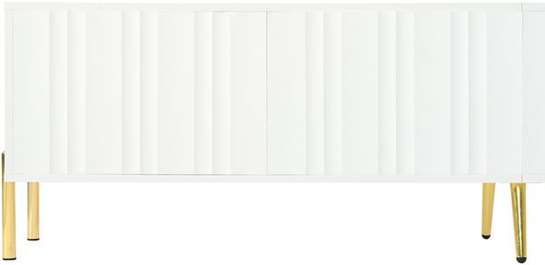TV-Schrank 190 x 38 x 48 cm in Weiß mit 4 Türen, 8 Fächern und goldfarbenen Beinen Bild 9
