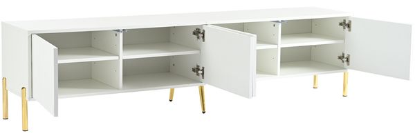 TV-Schrank 190 x 38 x 48 cm in Weiß mit 4 Türen, 8 Fächern und goldfarbenen Beinen Bild 7