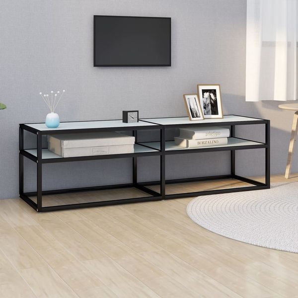 vidaXL TV-Schrank Weiß Marmor-Optik 140x40x40,5 cm Hartglas 331716