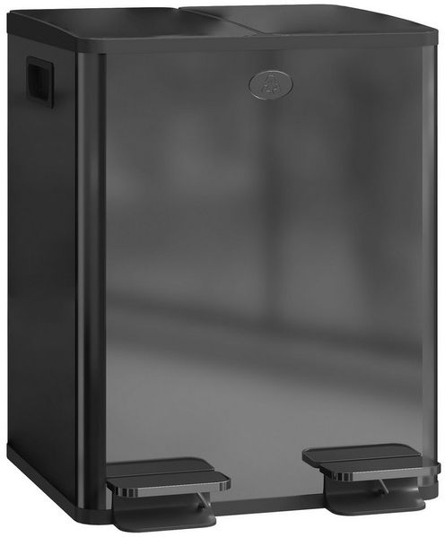HOMCOM Mülltrennsystem 2 x 20L Abfalleimer aus Edelstahl mit Softclose Deckel, Inneneimer, für Wohnung, Schwarz