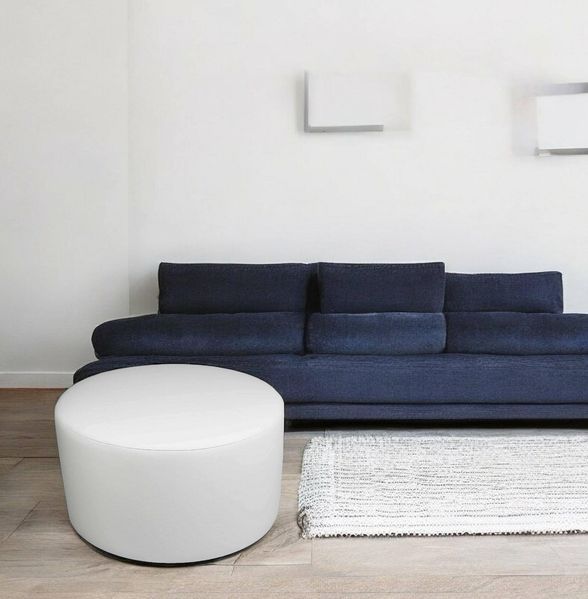 Talamo Italia - Pouf Abanera, Mehrzwecksessel, Sitzsack, Hockerhocker, Made in Italy, 79x79 h42 cm, Weiß