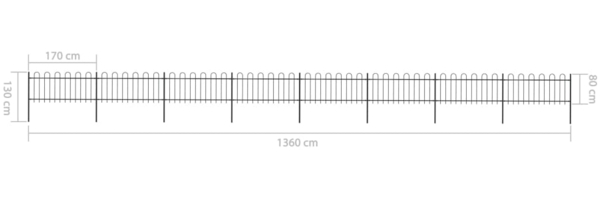 vidaXL Gartenzaun mit Rundbogen Stahl 1426 x 80 cm Schwarz 277654 Bild 4