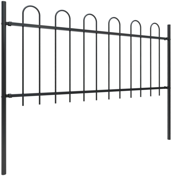 vidaXL Gartenzaun mit Rundbogen Stahl 1426 x 80 cm Schwarz 277654 Bild 1
