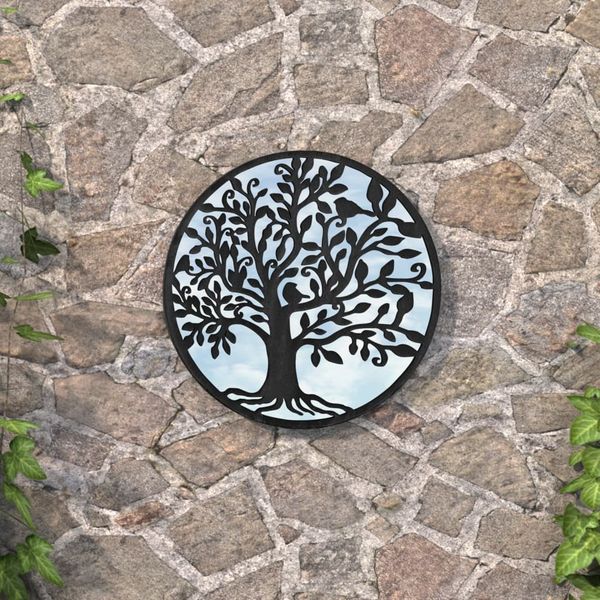 vidaXL Gartenspiegel Schwarz 40x2,5 cm Eisen Rund 318370