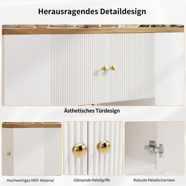 i@home Küchentisch Kücheninsel, Küchenschrank, Sideboard (1 Tisch), Küchenzeilen mit Schubladen und Regalen, Geschirrschränke, weiß