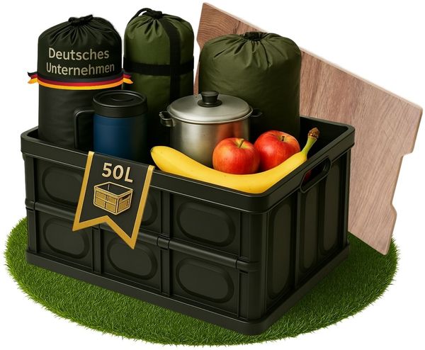 Coemo Faltbare Camping Box Klappbox Transportkiste Schwarz